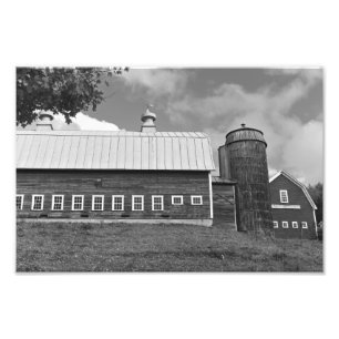 Vermont Boerderij Woodstock VT Red Barn Black en W Foto Afdruk