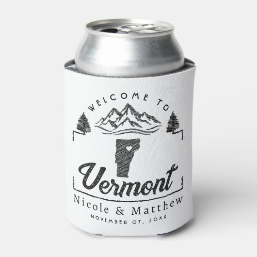 Vermont bruiloft welkom minimalistische elegante blikjeskoeler (Blikje Voorkant)