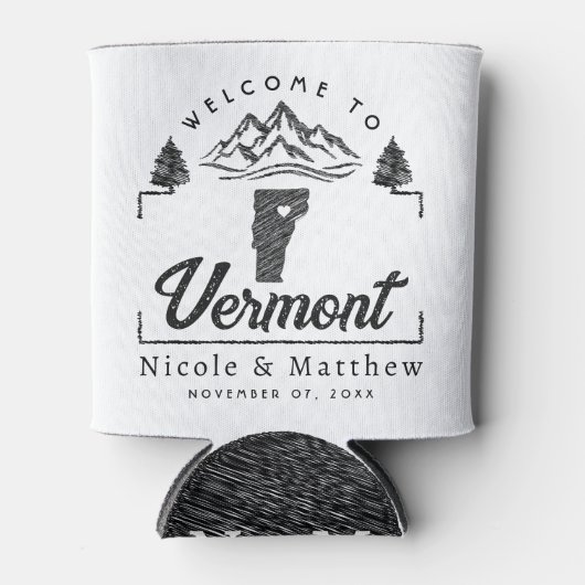 Vermont bruiloft welkom minimalistische elegante blikjeskoeler (Voorkant)
