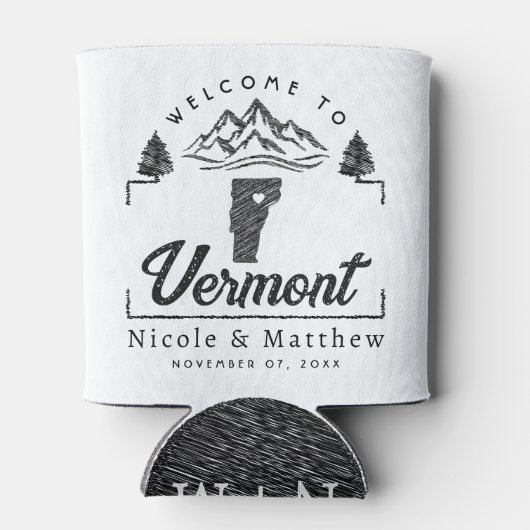 Vermont bruiloft welkom minimalistische elegante blikjeskoeler (Achterkant)