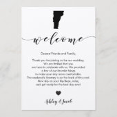 Vermont bruiloft welkomstbrief en reisschema Kaart (Voorkant)