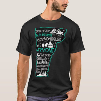 Vermont Burlington schattige kaart EsRutland Benni T-shirt