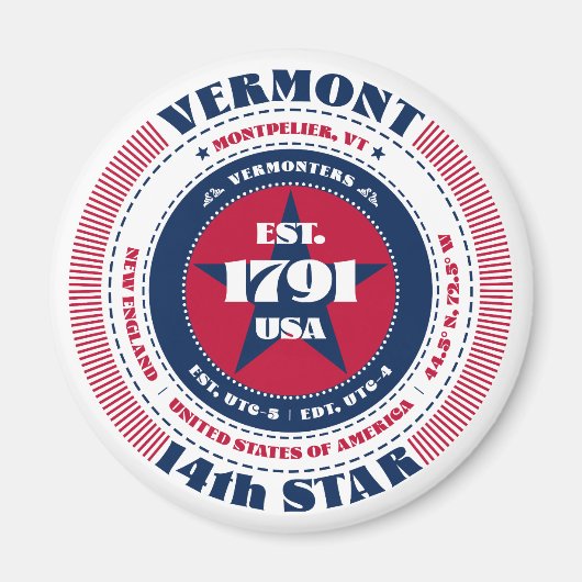 Vermont Circle Typography Souvenir Magnet (Voorkant)