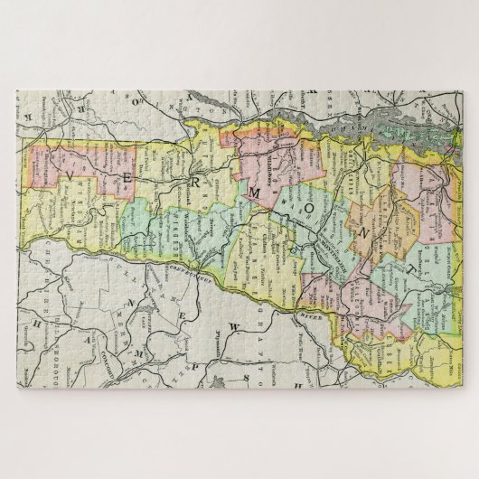 Vermont Cities & Roads Colorful Map Legpuzzel (Horizontaal)