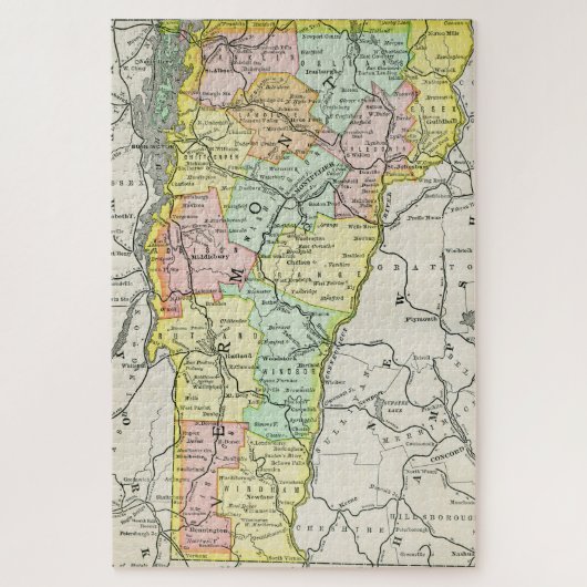 Vermont Cities & Roads Colorful Map Legpuzzel (Verticaal)