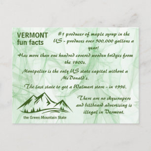 Vermont, de Groene Berg-staatsfeiten Briefkaart