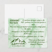 Vermont, de Groene Berg-staatsfeiten Briefkaart (Voorkant / Achterkant)