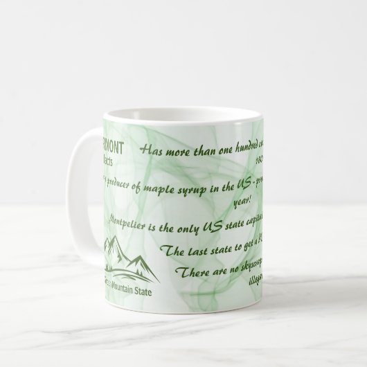 Vermont, de Groene Berg-staatsfeiten Koffiemok (Voorkant links)