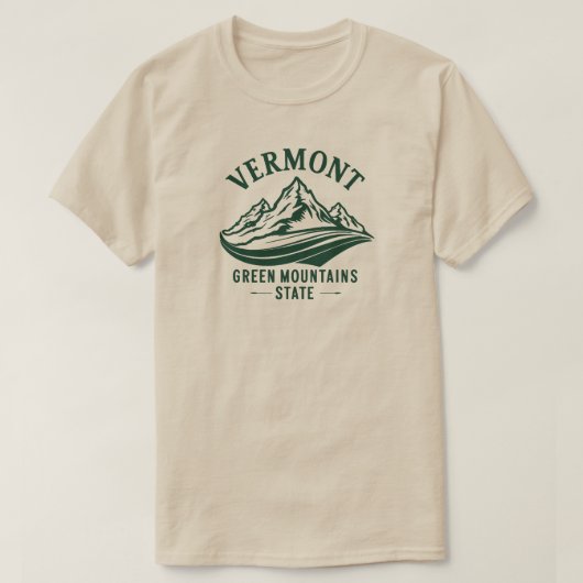 Vermont De staat Groen Berg T-shirt (Design voorkant)