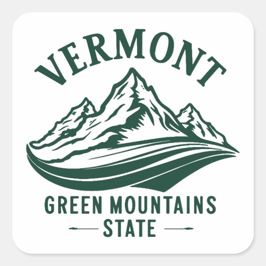 Vermont De staat Groen Berg Vierkante Sticker (Voorkant)