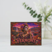 Vermont Día de los Muertos Retro Briefkaart (Staand voorkant)