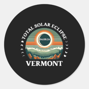 Vermont Eclipse 4.08.24 Amerika Totaal Zonne-Eclip Ronde Sticker