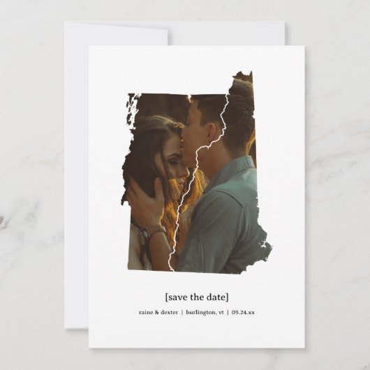 Vermont en New Hampshire Sla de datum fotokaart op Save The Date (Voorkant)
