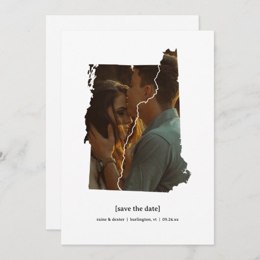 Vermont en New Hampshire Sla de datum fotokaart op Save The Date (Voorkant / Achterkant)