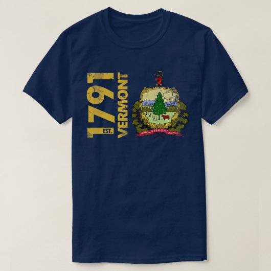  Vermont Est 1791 State Flag Home Love T-shirt (Design voorkant)