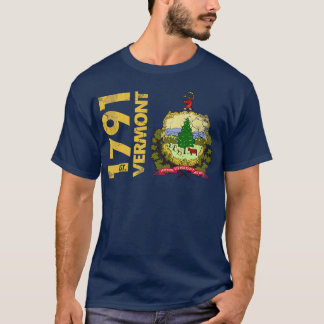  Vermont Est 1791 State Flag Home Love T-shirt