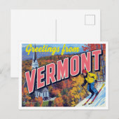 Vermont Fall Foliage Skiing Church Briefkaart (Voorkant / Achterkant)