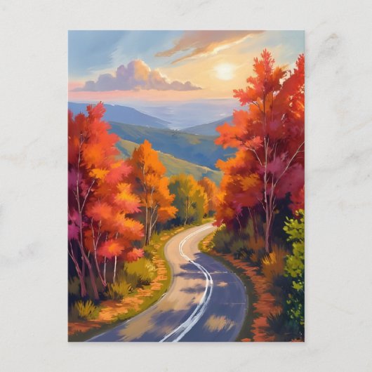 Vermont Fall Foliage Watercolor Landscape Briefkaart (Voorkant)