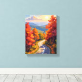 Vermont Fall Foliage Watercolor Landscape Canvas Afdruk (Insitu (Houten vloer))