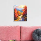 Vermont Fall Foliage Watercolor Landscape Canvas Afdruk (Insitu (Woonkamer))