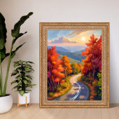 Vermont Fall Foliage Watercolor Landscape Painting Poster