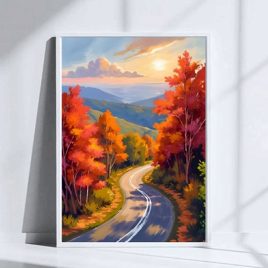 Vermont Fall Foliage Watercolor Landscape Painting Poster