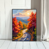 Vermont Fall Foliage Watercolor Landscape Painting Poster