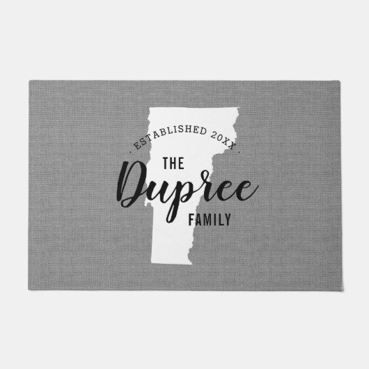 Vermont Family Monogram State Doormat Deurmat (Voorkant)