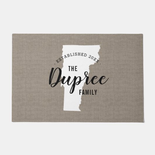 Vermont Family Monogram State Doormat Deurmat (Voorkant)