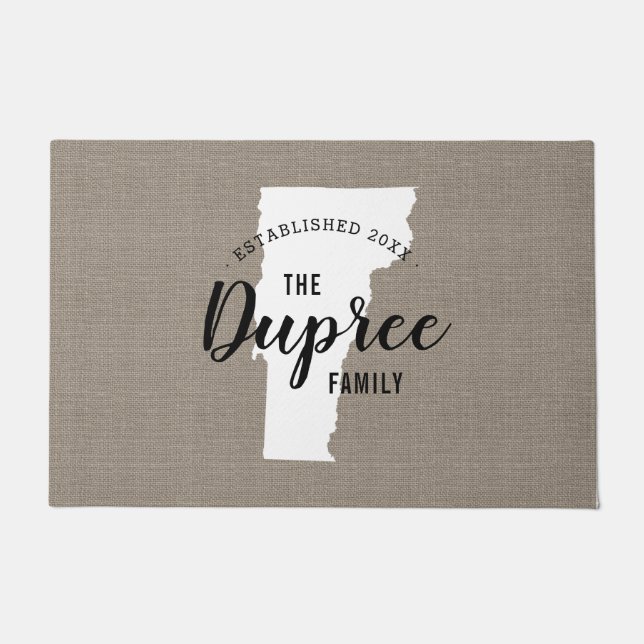 Vermont Family Monogram State Doormat Deurmat (Voorkant)
