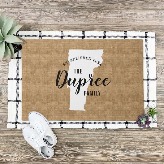 Vermont Family Monogram State Doormat Deurmat