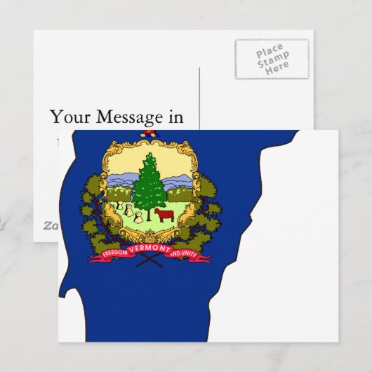 Vermont Flag Map Briefkaart (Voorkant / Achterkant)