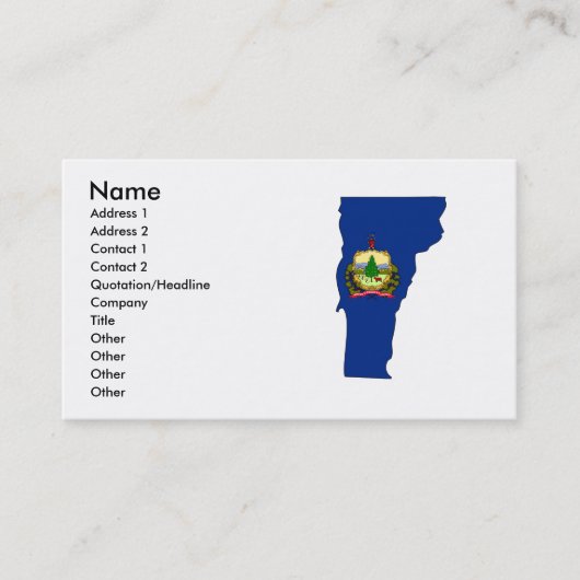 Vermont Flag Map Visitekaartje (Voorkant)