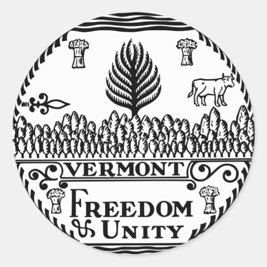 Vermont Great Seal Ronde Sticker (Voorkant)