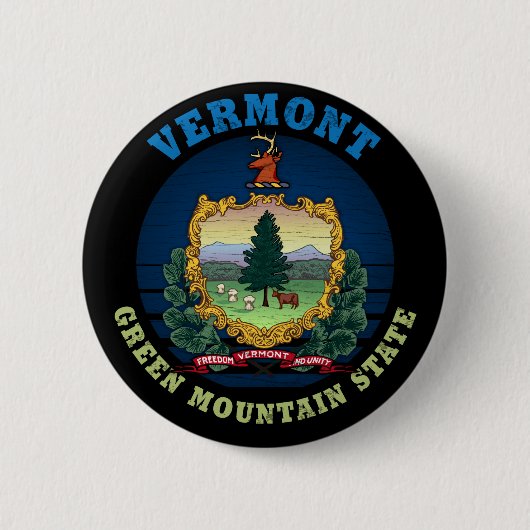 VERMONT GREEN MOUNTAIN STATE FLAG RONDE BUTTON 5,7 CM (Voorkant)