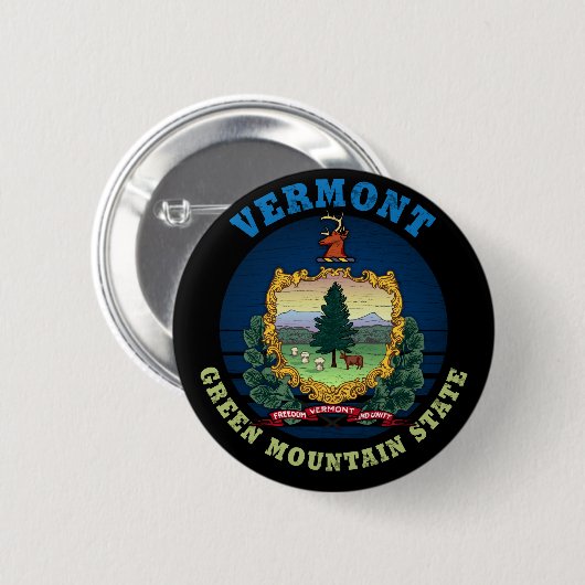 VERMONT GREEN MOUNTAIN STATE FLAG RONDE BUTTON 5,7 CM (Voorkant /achterkant)