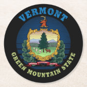 VERMONT GREEN MOUNTAIN STATE FLAG RONDE KARTONNEN ONDERZETTER (Voorkant)