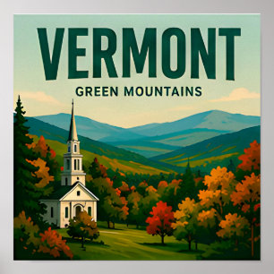 Vermont Green Mountains New England Reizen  Poster