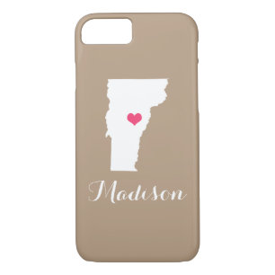 Vermont Heart Mocha Brown Custom Monogram iPhone 8/7 Hoesje
