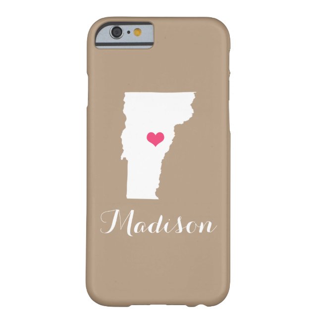 Vermont Heart Mocha Bruin Custom Monogram Case-Mate iPhone Case (Achterkant)