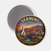 Vermont Herfst Berg Ontsnapping 🟡 Magneet (Voorkant / Achterkant)