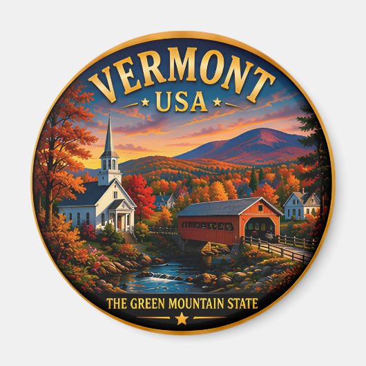 Vermont Herfst Berg Ontsnapping 🟡 Magneet (Voorkant)