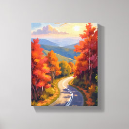Vermont herfstloof aquarel landschap canvas afdruk