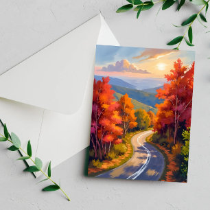 Vermont Herfstloof Aquarel Landschap Kaart