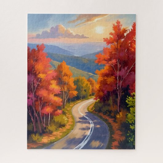 Vermont herfstloof aquarel landschap legpuzzel (Verticaal)
