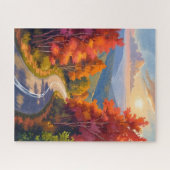 Vermont herfstloof aquarel landschap legpuzzel (Horizontaal)