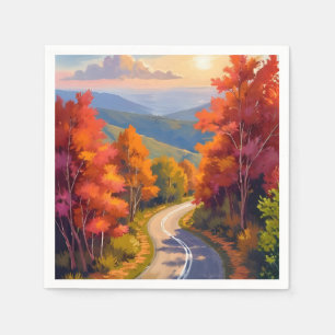 Vermont herfstloof aquarel landschap servet
