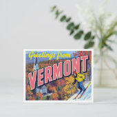 Vermont Herfstloof Skiën Kerk Briefkaart (Staand voorkant)