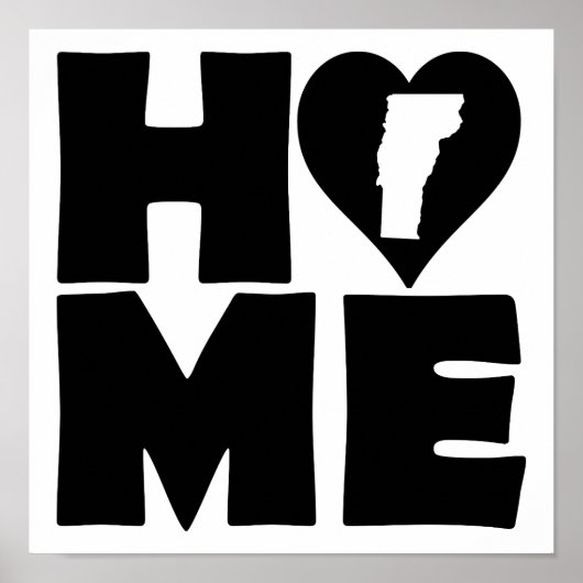 Vermont Home Heart State Poster Sign (Voorkant)