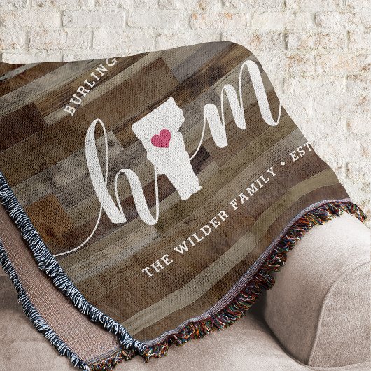 Vermont Home State Personalized Rustic Wood Kijk u Deken